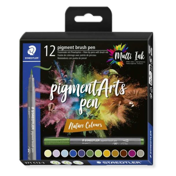 Staedtler Brush pens - Pigment arts st - natur assorteret farver - 12 stk.